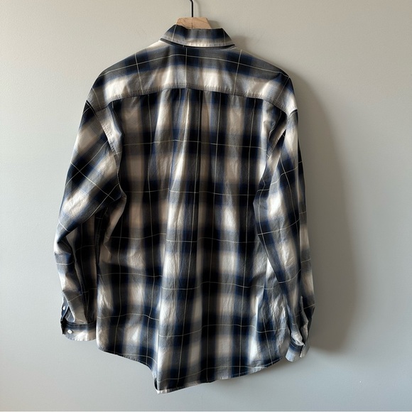 Stetson Western Shirt Men's XL Blue & White Plaid Button Up Long Sleeve Rodeo - Picture 11 of 14